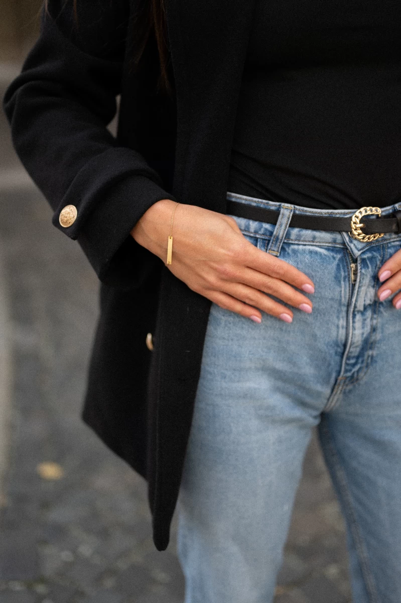 Hosszú Lap Vörös Arany 14K Karkötő