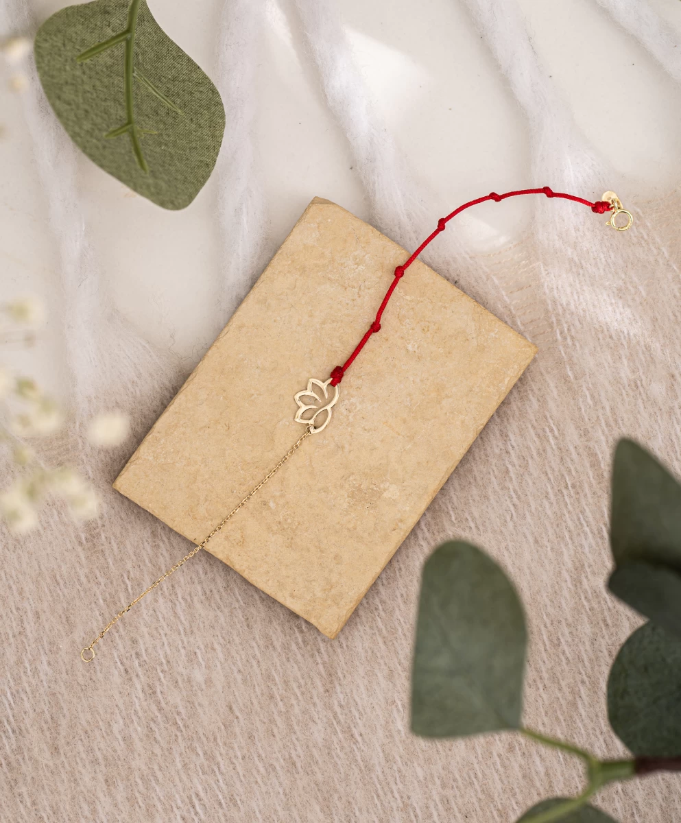 Lótusz Kabbala Vörös Arany 14K Karkötő