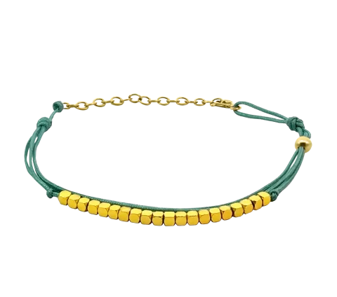 GRAV Green & Gold Hematite Ezüst 925 Karkötő