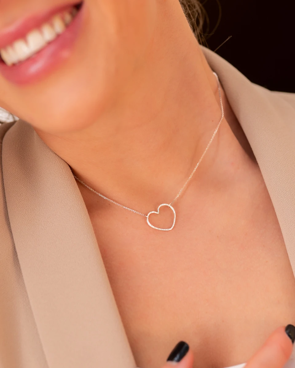 Egyedi Szív Ezüst Nyaklánc