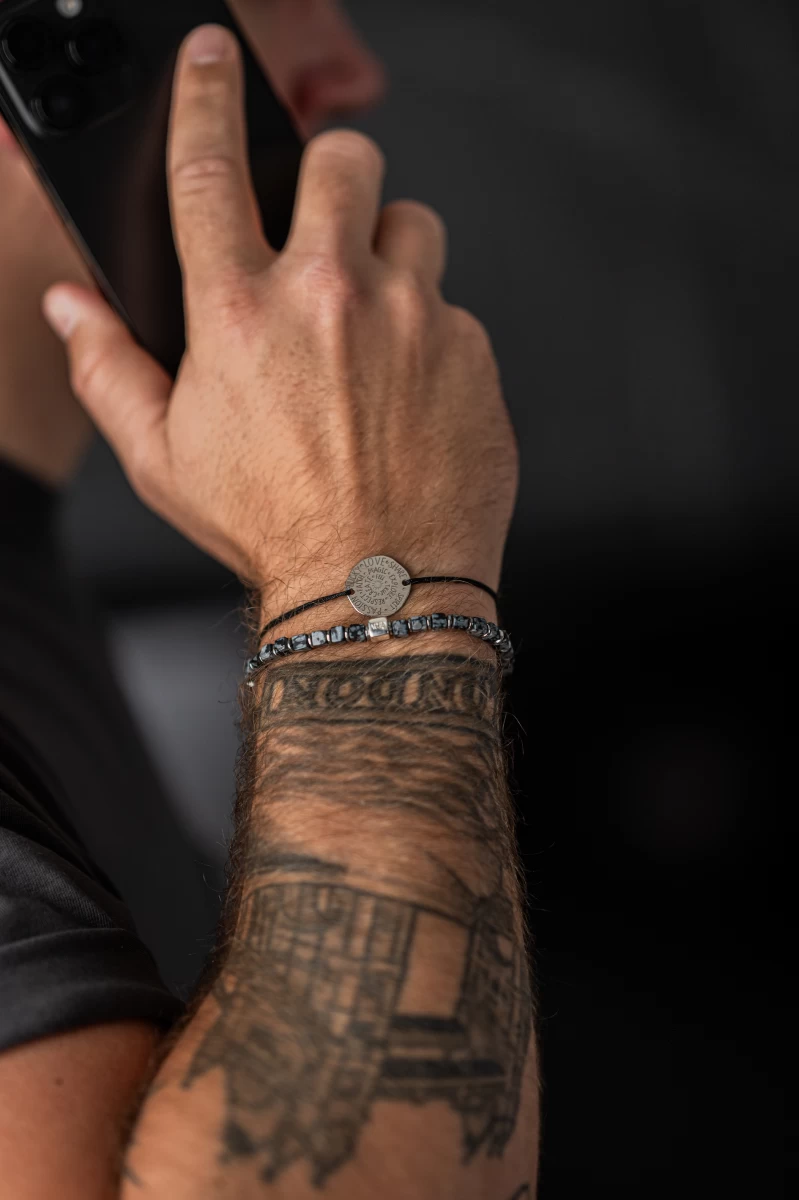 Hópehely Obszidián Ezüst 925 Karkötő