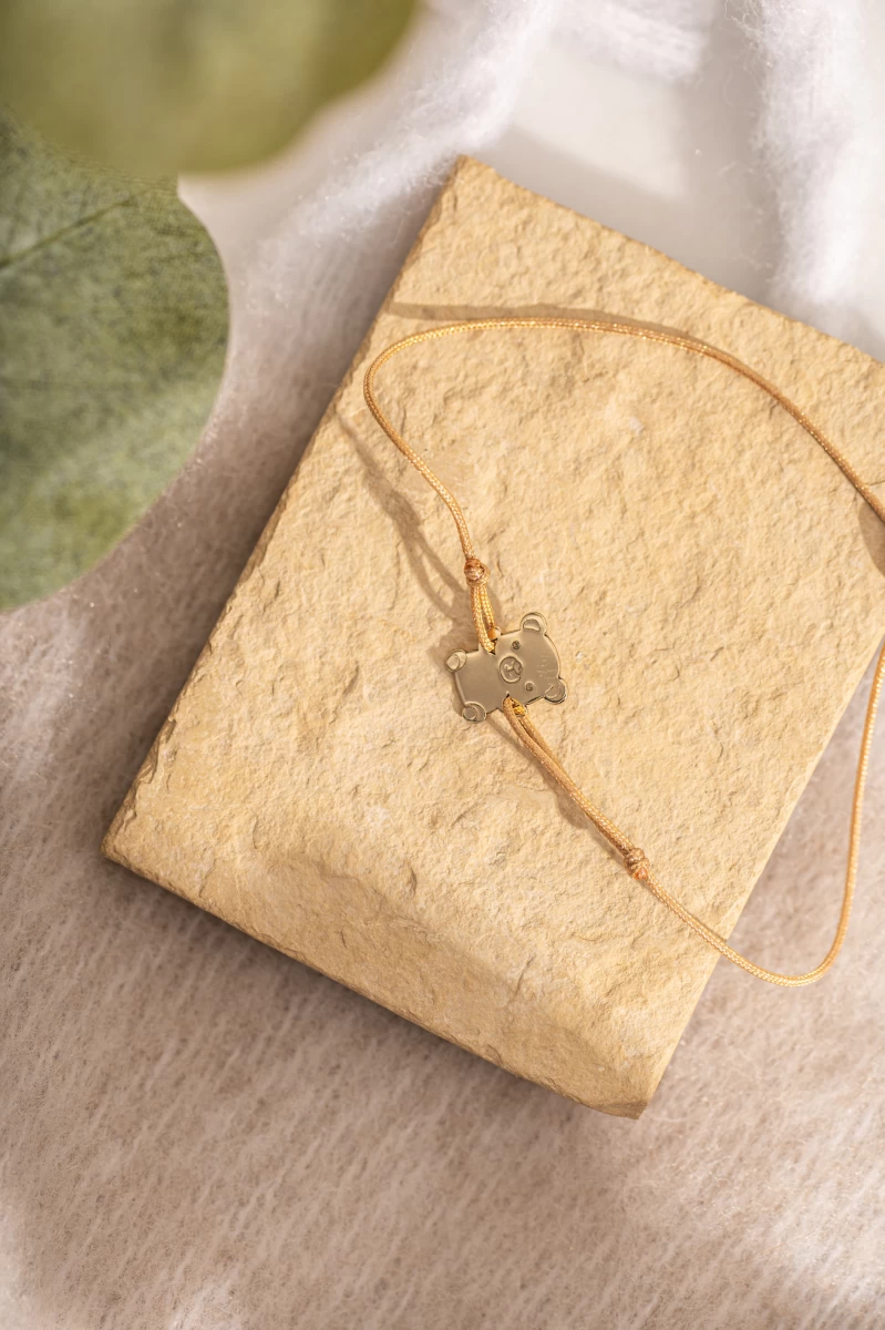 Maci Baby Vörös Arany 14K Fonalas Karkötő