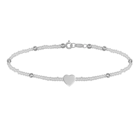 Grav Little White Pearl With Heart Ezüst 925 Karkötő