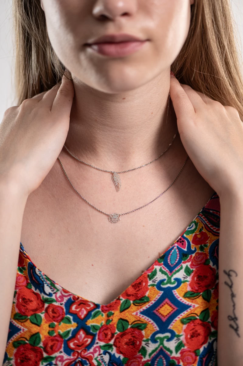 Rózsa Ezüst Nyaklánc