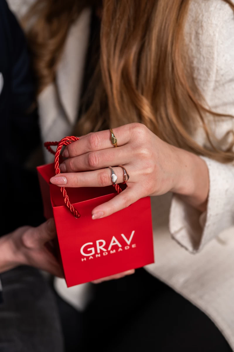 Szív Vörös Aranyozott Ezüst 925 Gyűrű