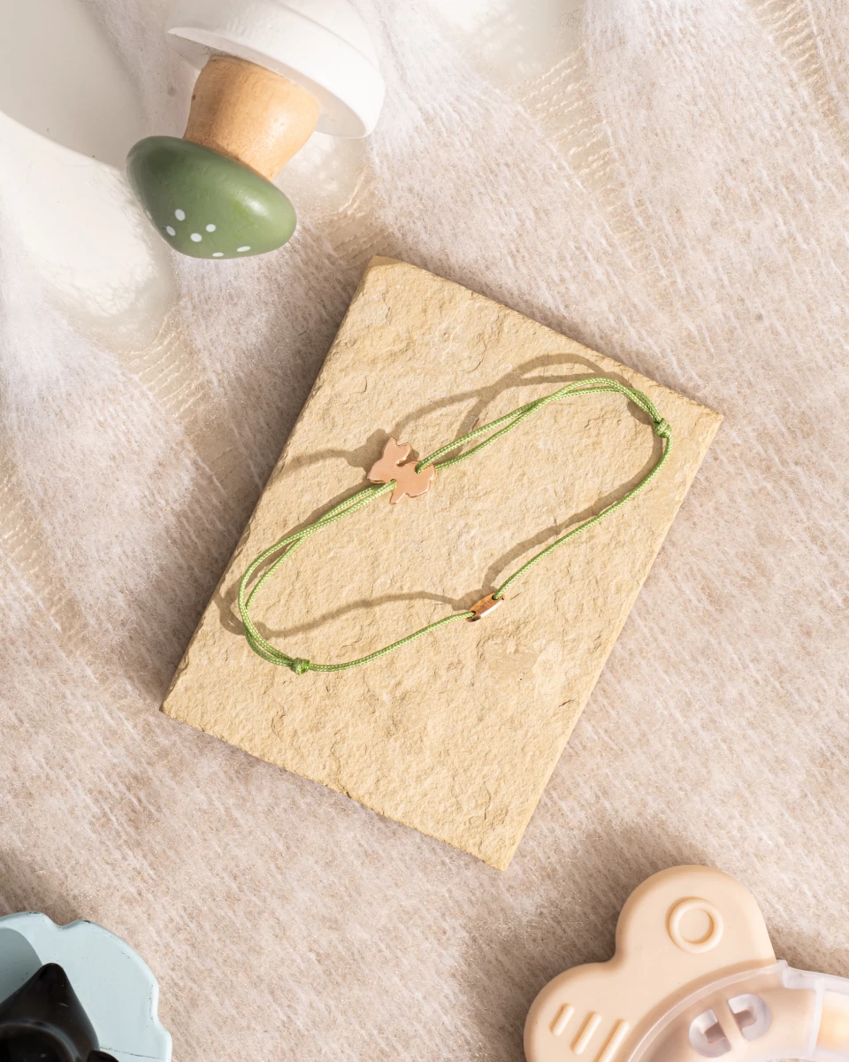 Nyuszi Baby Vörös Arany 14K Fonalas Karkötő