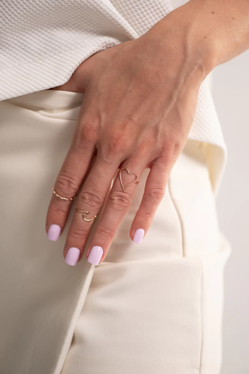 Belle Kontúr Szív Vörös Arany Gyűrű